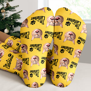 Custom Puppy Photo The Dog Father with Pawprints Design - Personalized Socks LM32 897279