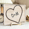 Personalized Custom Couple Name On Heart 2-Layered Wooden Plaque With Stand Valentine's Day TH10 896985