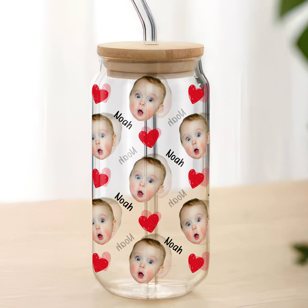 Custom Funny Baby Face Glass Can Father's Day Gift Mother's Day Gift CH07 895662