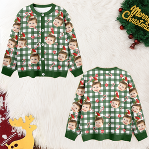 Custom Face Photo Christmas Pattern Cardigan Christmas Gift HO82 900398