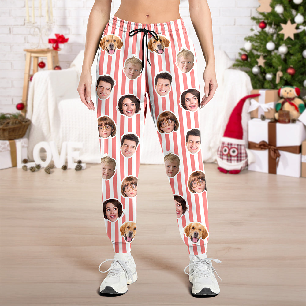 Custom Face Striped Pajama Pants, Personalized Family Christmas Gift TH10 170851