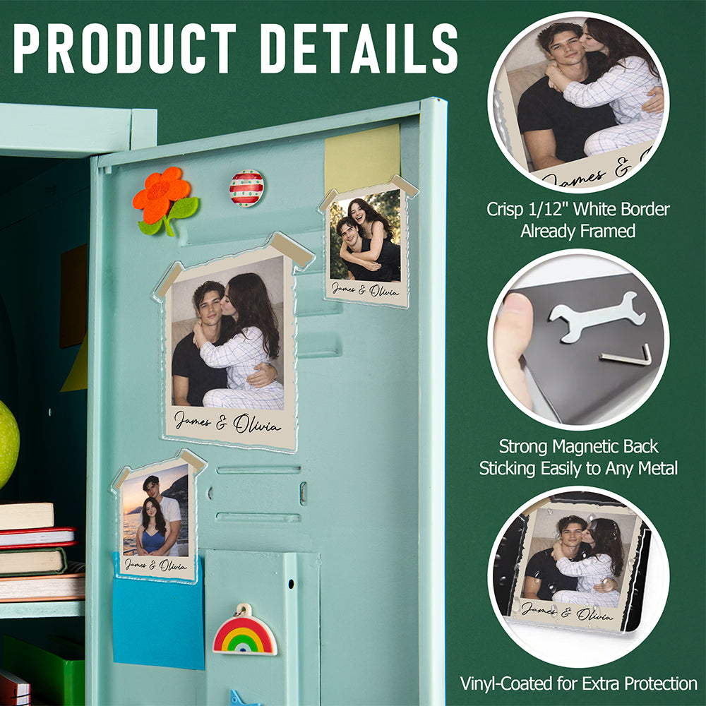 Custom Couple Photo Vintage 90s Personalized Acrylic Fridge Magnet Valentine Gift, Anniversary Gift HA75 920110