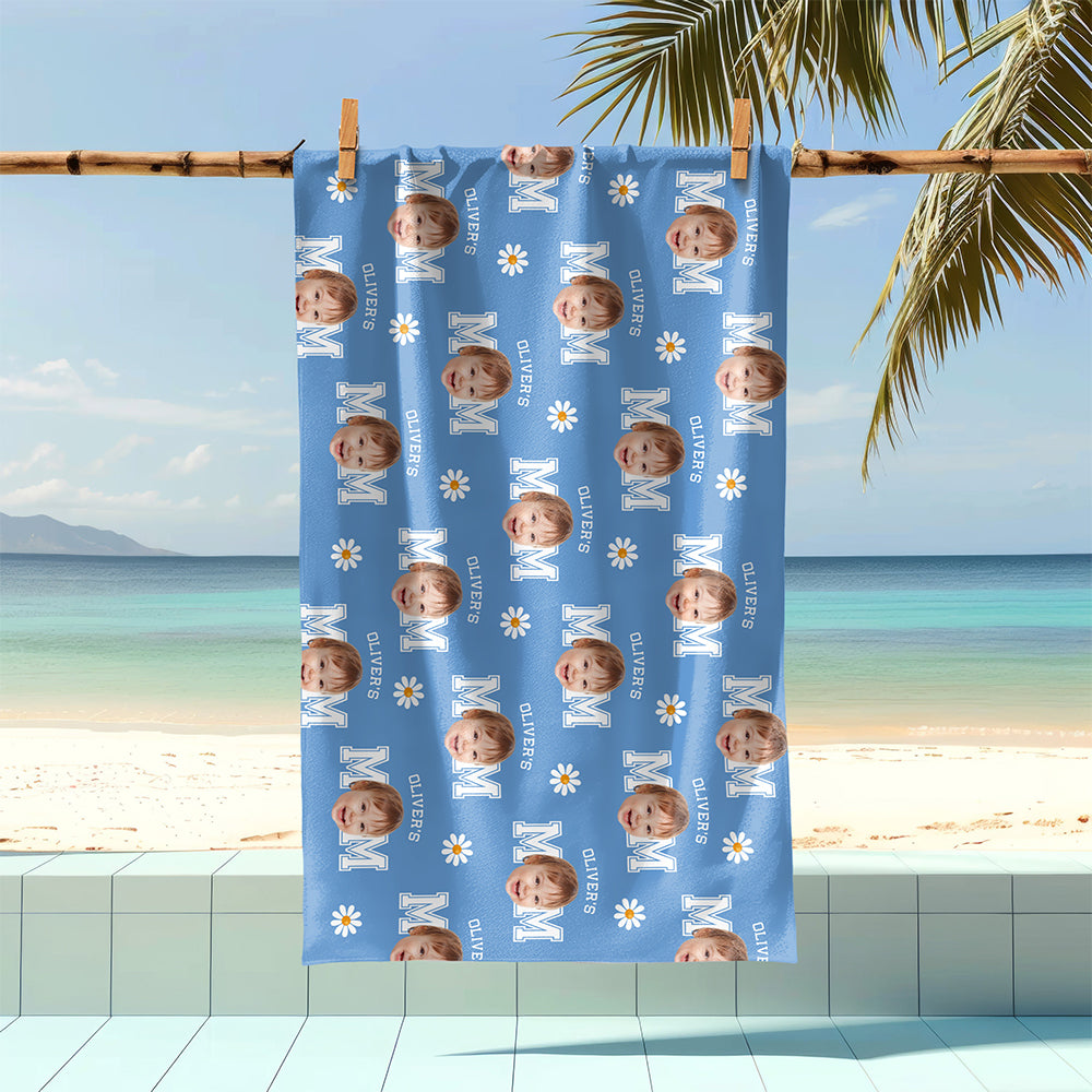Custom Face Photo And Name With Icon Summer Beach Towel TH10 894075