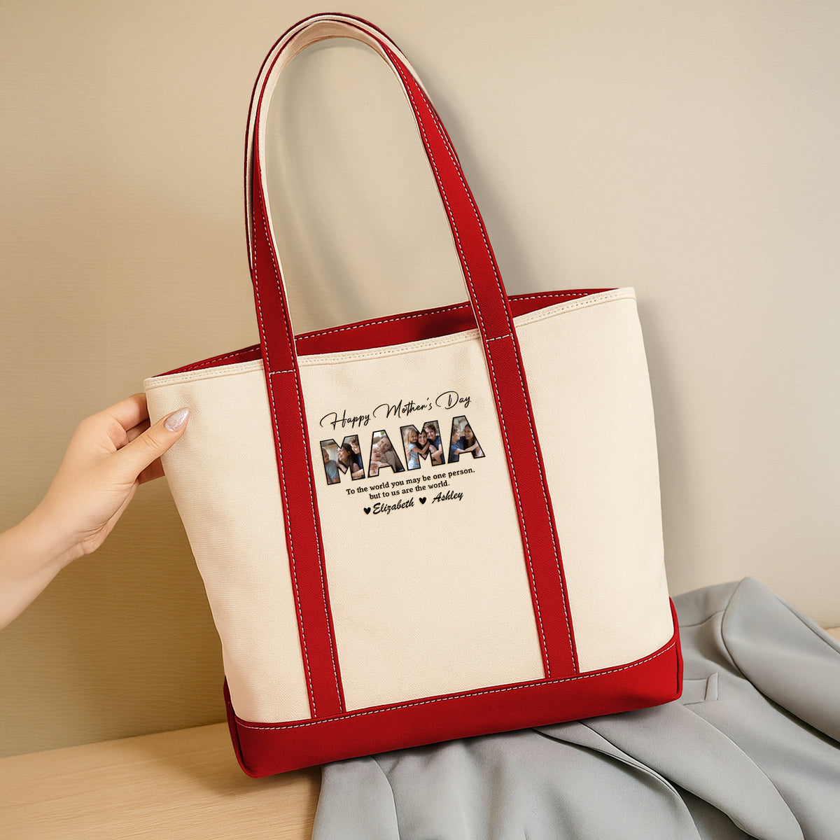 Custom Photo Happy Mother's Day To Mom Monogram Beach Bag, Personalized Gift for Mom HO82 902016