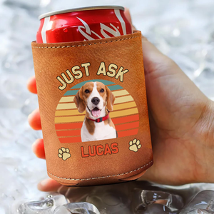 Personalized Dog Photo Best Dog Mom Ever Leather Can Cooler Holder TH10 894111