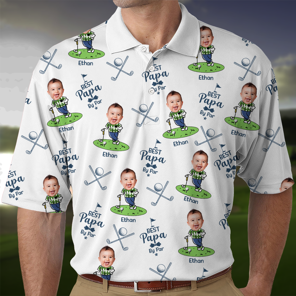 Custom Kid's Photo Best Dad By Par Polo Shirt HA75 892444
