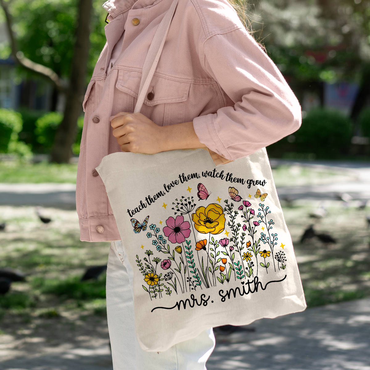 Teach Them Love Them Watch Them Grow Teacher Tote Bag Appreciation Gift For Teacher CH07 896150