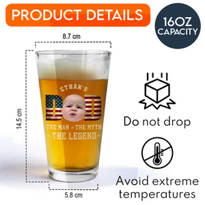 Custom Kid Photo - Dad, The Man The Myth The Legend Dad Beer Glass LM32 893531