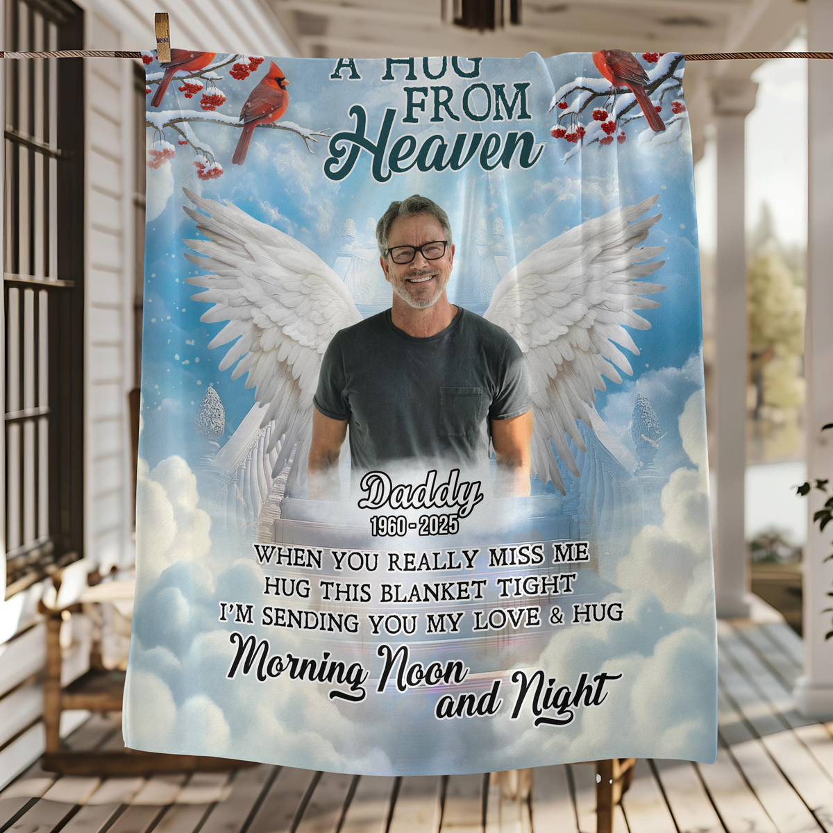 A Hug From Heaven Custom Photo Dad Mom Memorial Blanket CH07 896456