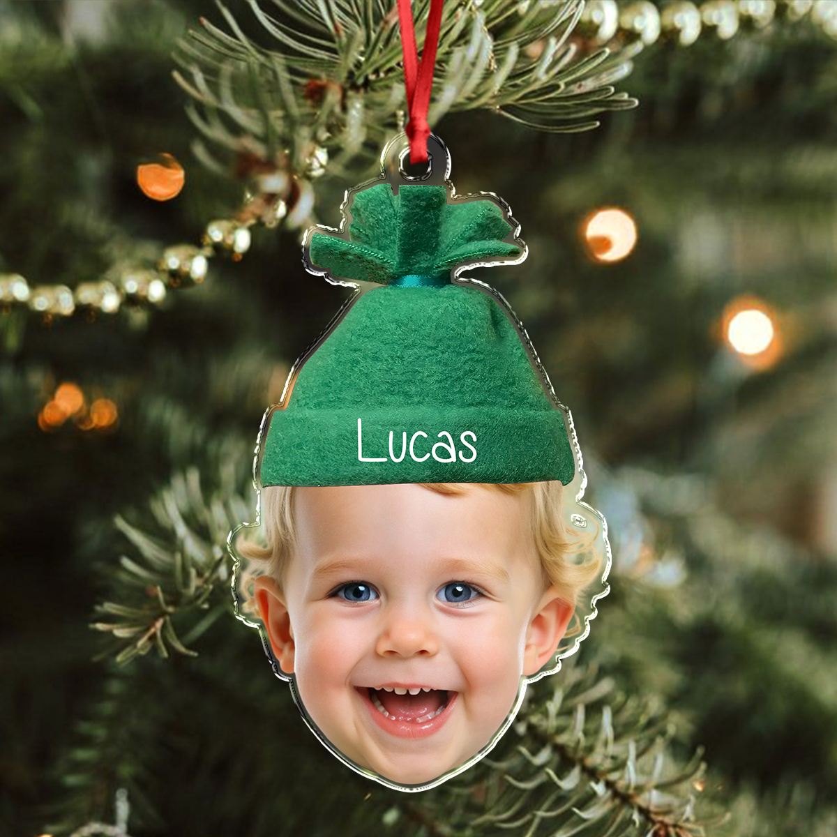 Custom Cute Face Photo Acrylic Ornament Christmas Gift For Family HO82 894756