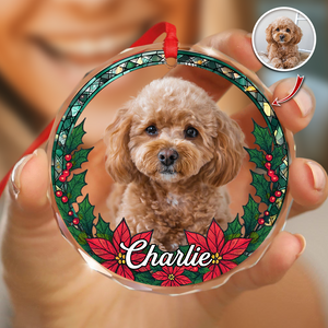 Custom Photo Christmas Glass Ornament For Dog Lovers HA75 897064
