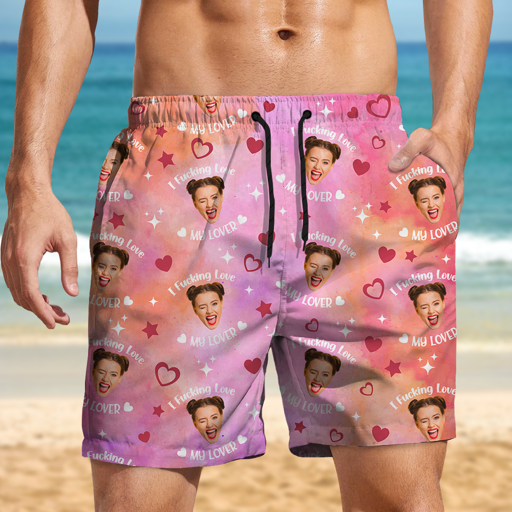 Custom Photo I Fking Love My Lover Beach Short For Couple TH10 892825