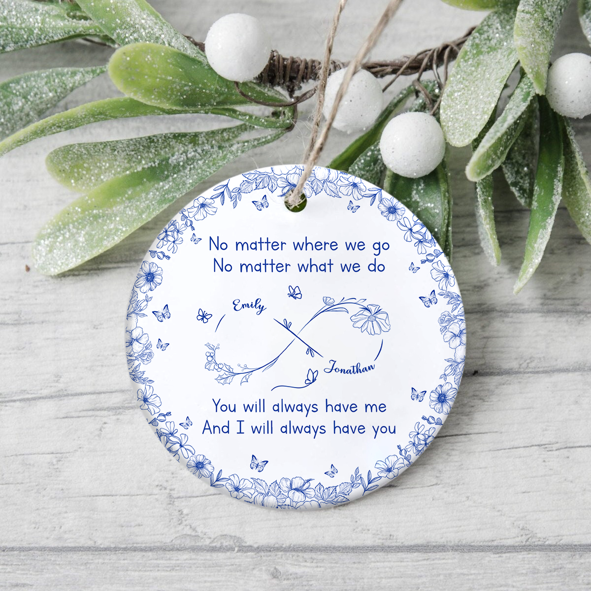 No Matter Where We Go Toile De Jouy Style Personalized Ceramic Ornament HA75 898116