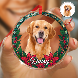 Custom Photo Christmas Glass Ornament For Dog Lovers HA75 897064