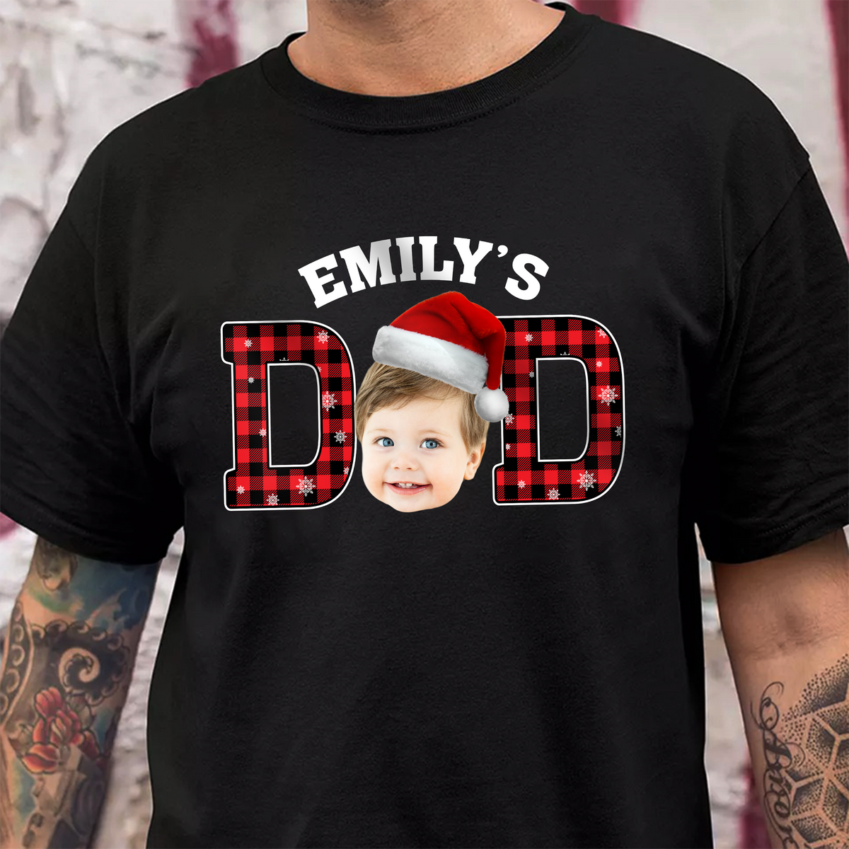 Custom Kid Face Dark Shirt Christmas Gift For Dad Mom HO82 894404