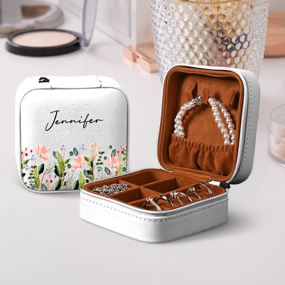 Custom Name With Floral Personalized Gift Travel Jewelry Box For Wife Valentine's Day TH10 898089