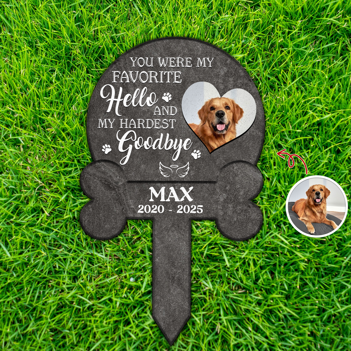 Custom Photo Your Pawprints Stay In My Heart Memorial Dog Garden Stake HA75 892772