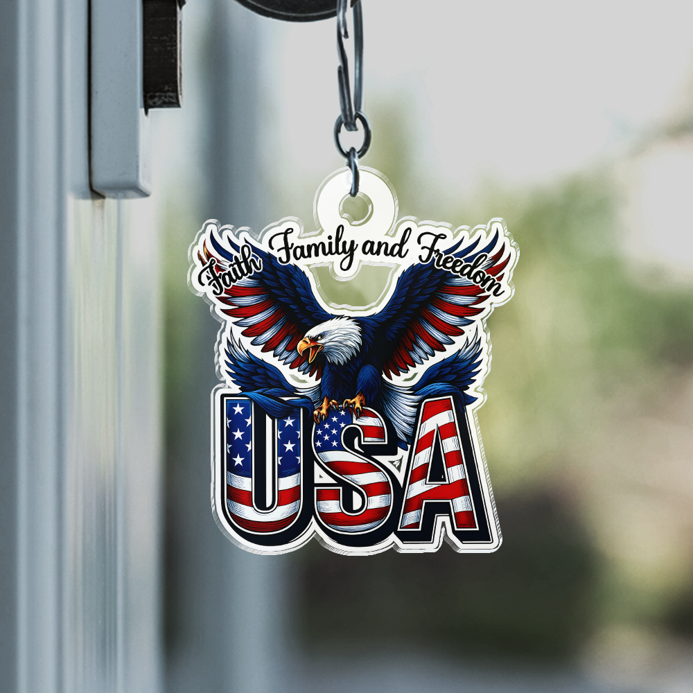 Faith, Family And Freedom USA With Eagle Acrylic Keychain TH10 898937