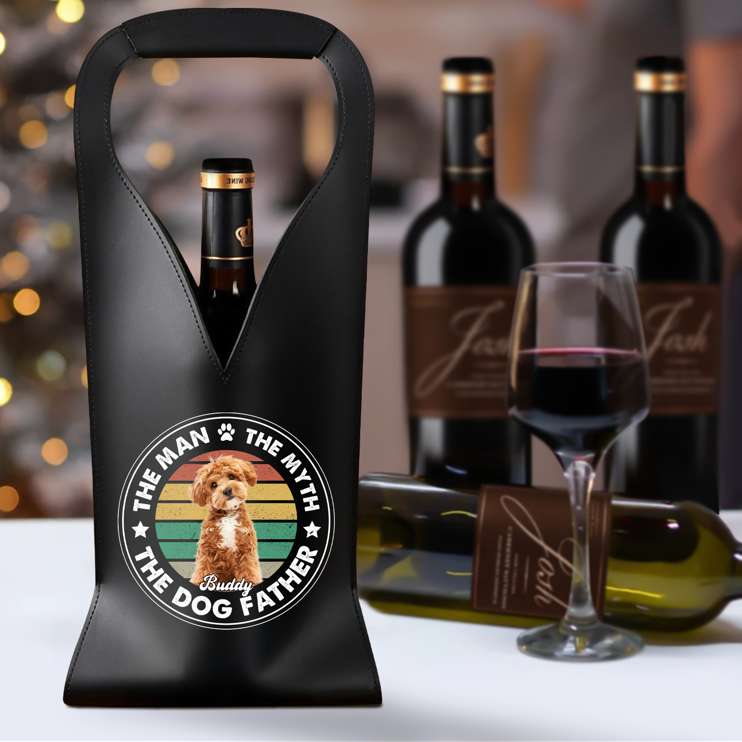 Custom Photo The Man The Myth The Dog Father Leather Wine Bag HA75 892906
