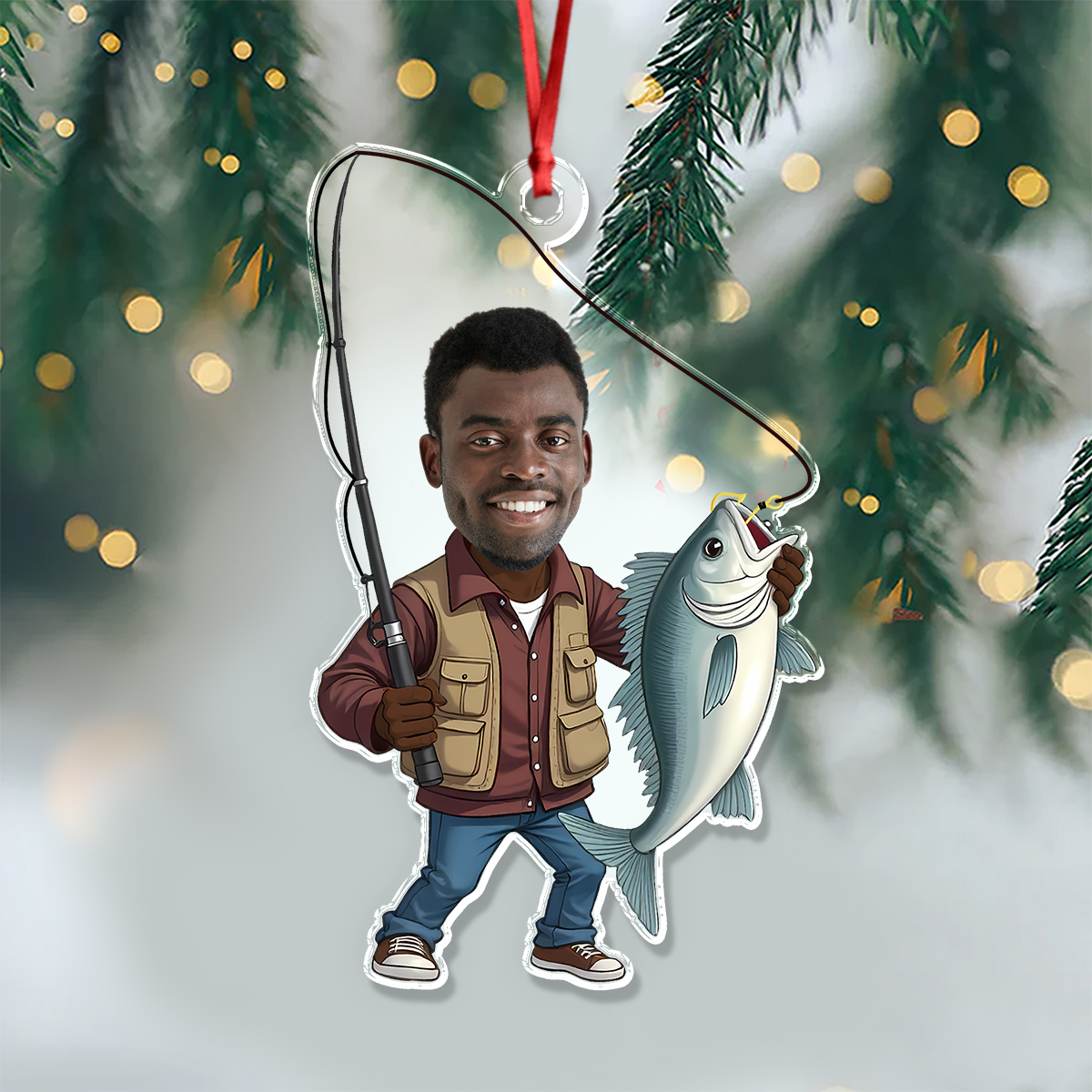 Custom Face Fisherman Fishing Acrylic Ornament Gift For Fishing Lovers HA75 897552