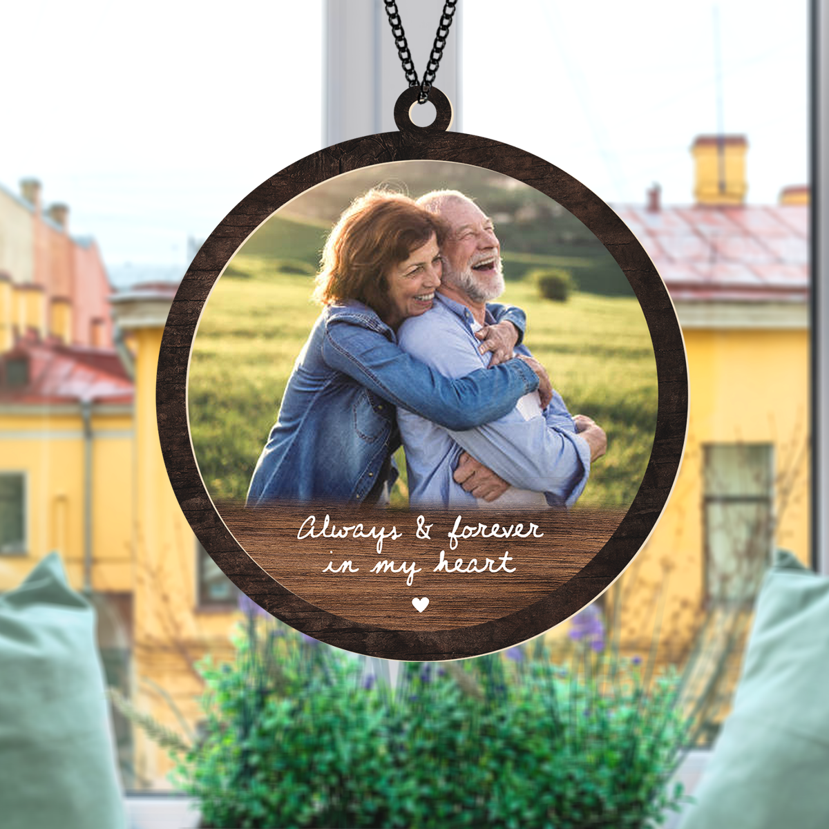 Custom Memorial Photo Always & Forever In My Heart Suncatcher LM32 897503