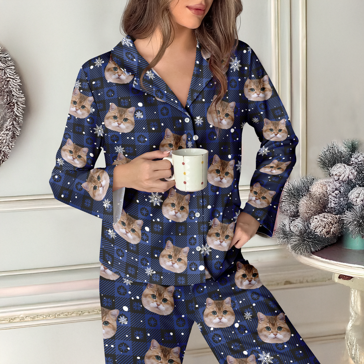 Custom Buddy Photo Christmas Snow Pajamas CH07 899910