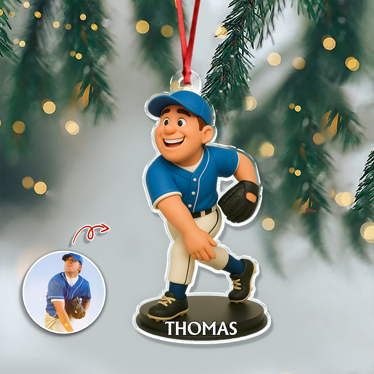 Custom Photo 3D Effect Figure For Baseball Lovers Acrylic Ornament LM32 895593