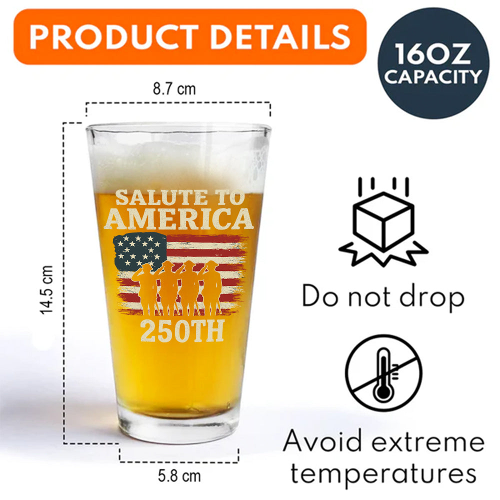 Salute To America 250th Veteran Beer Glass Happy America 250 Gifts CH07 896728