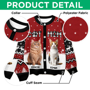 Custom Cat Photo Christmas Pattern Ugly Cardigan Christmas Gift HA75 898176