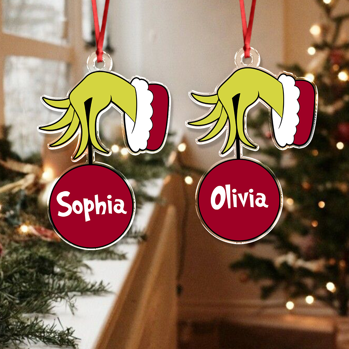 Personalized Elf Hold Christmas Ball Acrylic Ornament TH10 896391