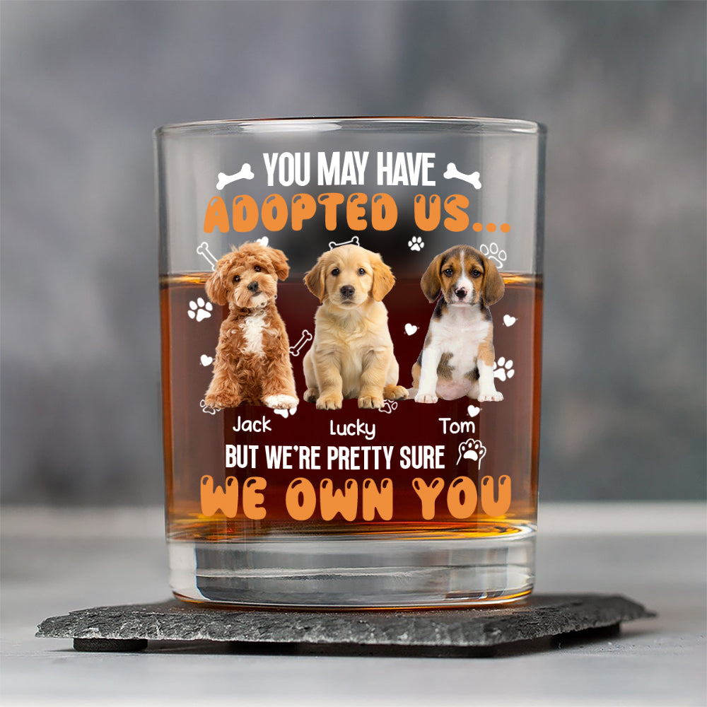 Custom Photo You May Have Adopted Us But We're Pretty Sure We Own You Rock Glass For Dog Lovers Cat Lovers CH07 895616