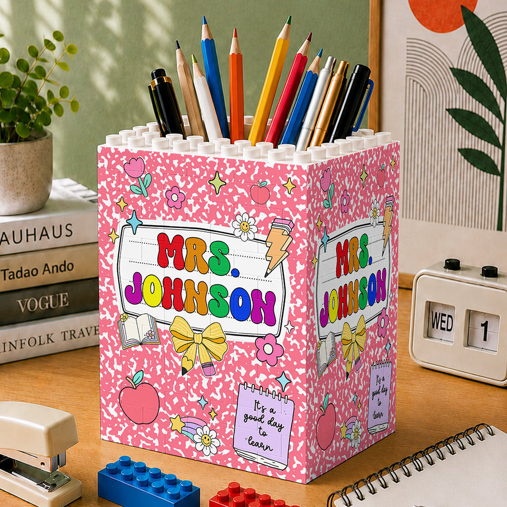 Personalized Teacher Name Brick Pencil Pot Classroom Back to School Gift TH10 170283
