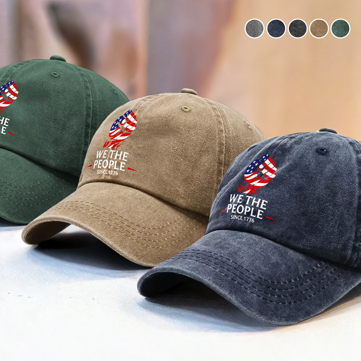 Rejecting Kings Since 1776  Washed Denim Baseball Cap LM32 899347