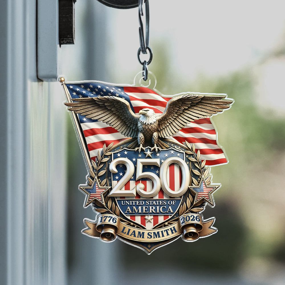 Personalized America 250th Anniversary Patriot Eagle Acrylic Keychain HA75 921024