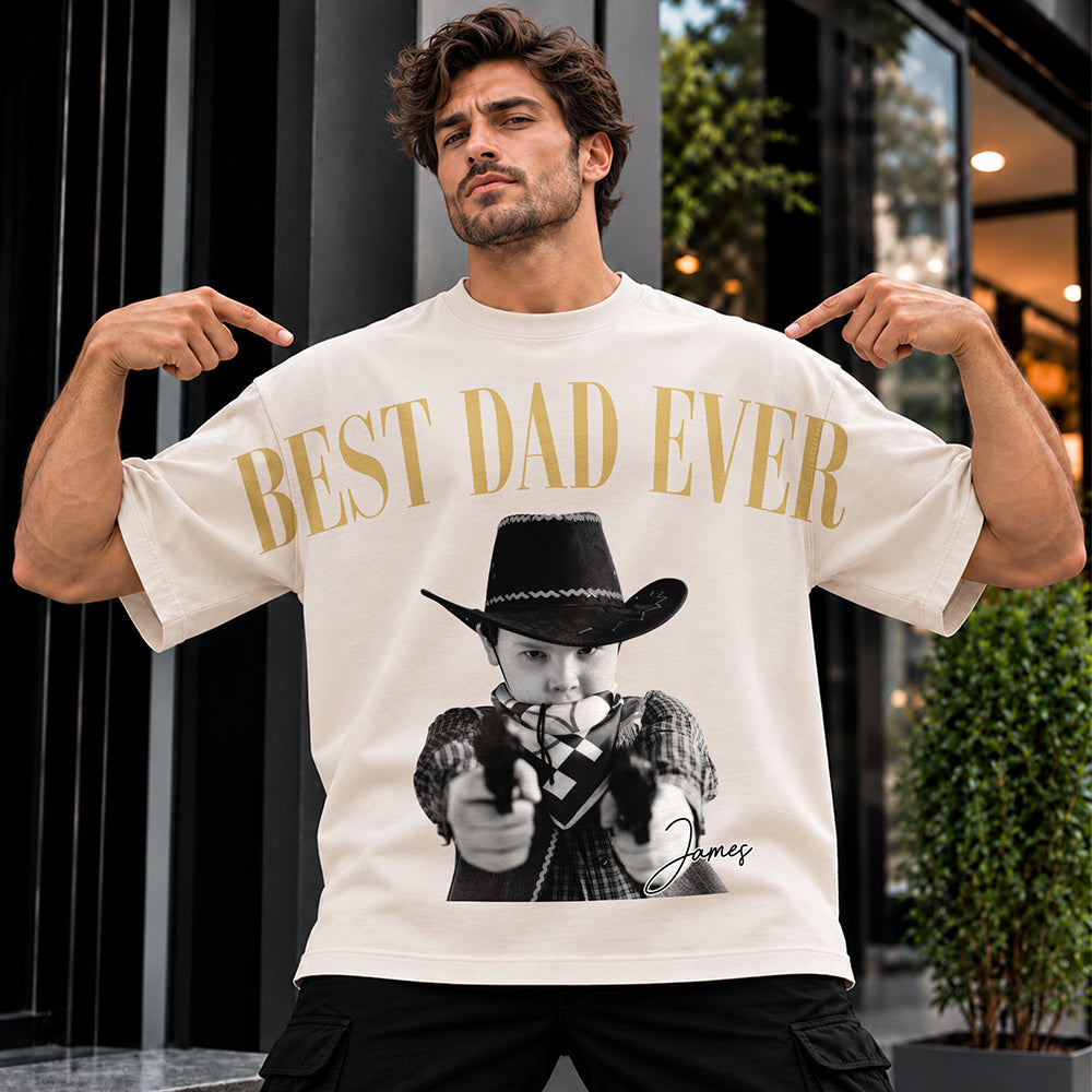 Personalized Vintage Photo Best Dad Mom Ever Shoulder to Shoulder Comfort Shirt HA75 919560