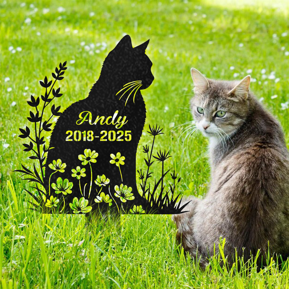 Custom Name Cat Grave Marker - Personalized Pet Memorial Garden Stake HO82 902188