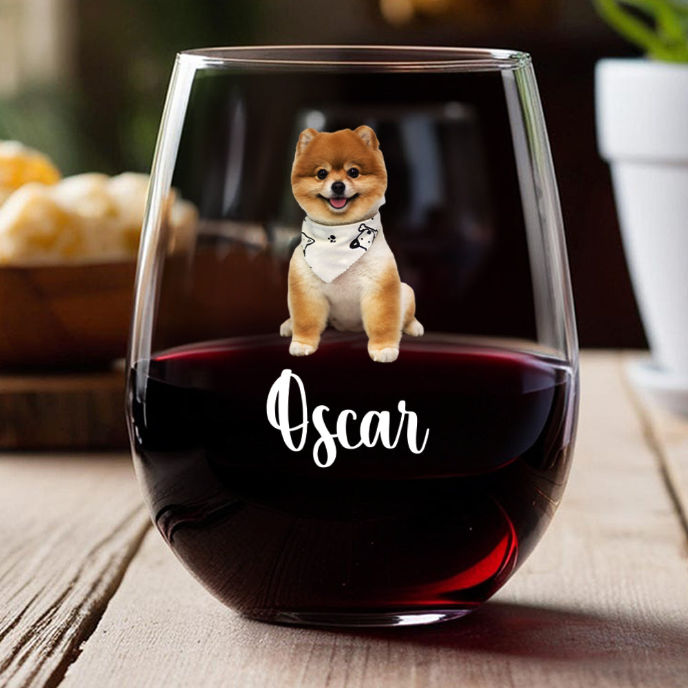Custom Dog Photo Wine Glass – Personalized Gift for Pet Lover TH10 169089