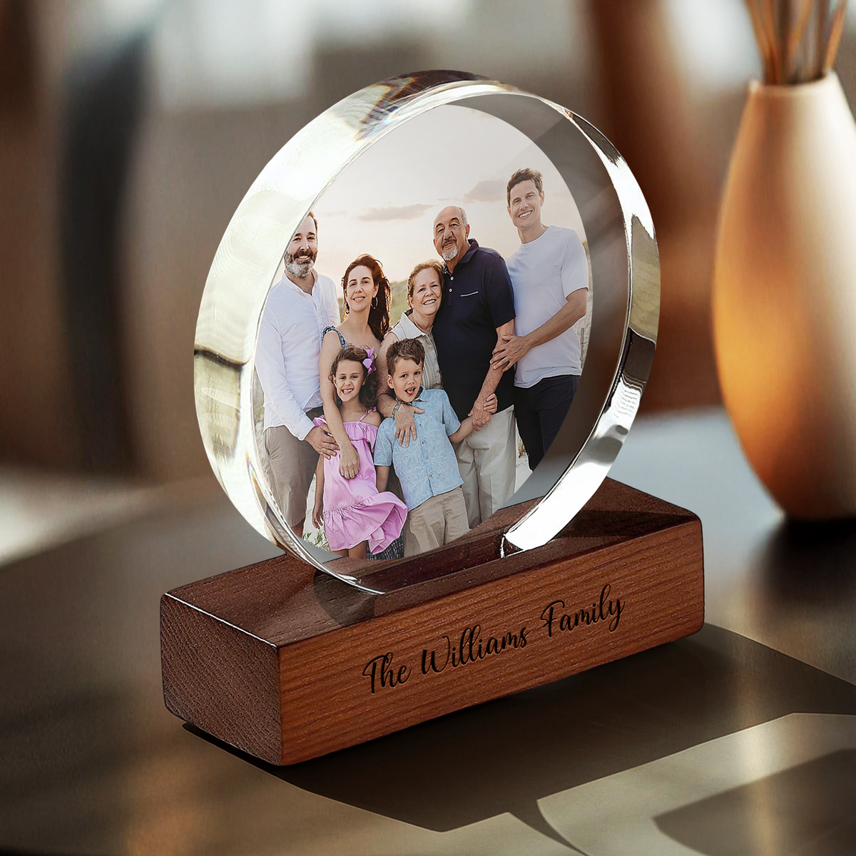 Custom Family Photo Round Acrylic Frame Block Gift CH07 896034