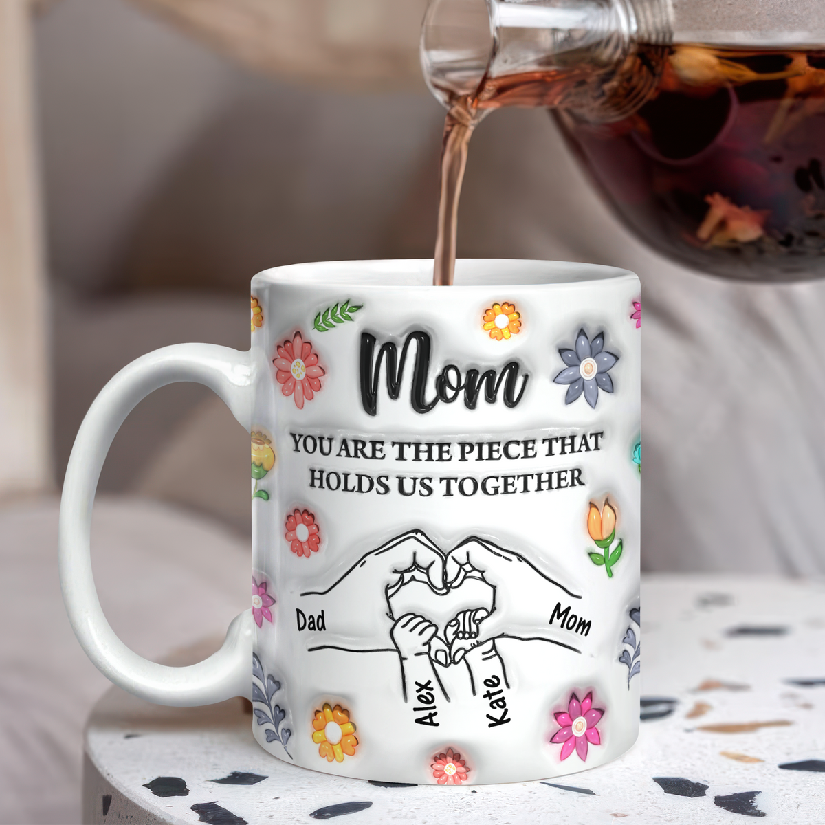 Custom Name Kids Holding Mom‘s Hand Mug 3D Inflated Effect Mug CH07 895588
