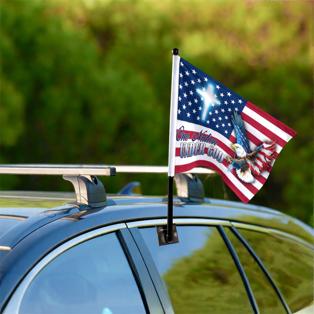 One Nation Under God Patriotic With Eagle Car Flag HO82 900962