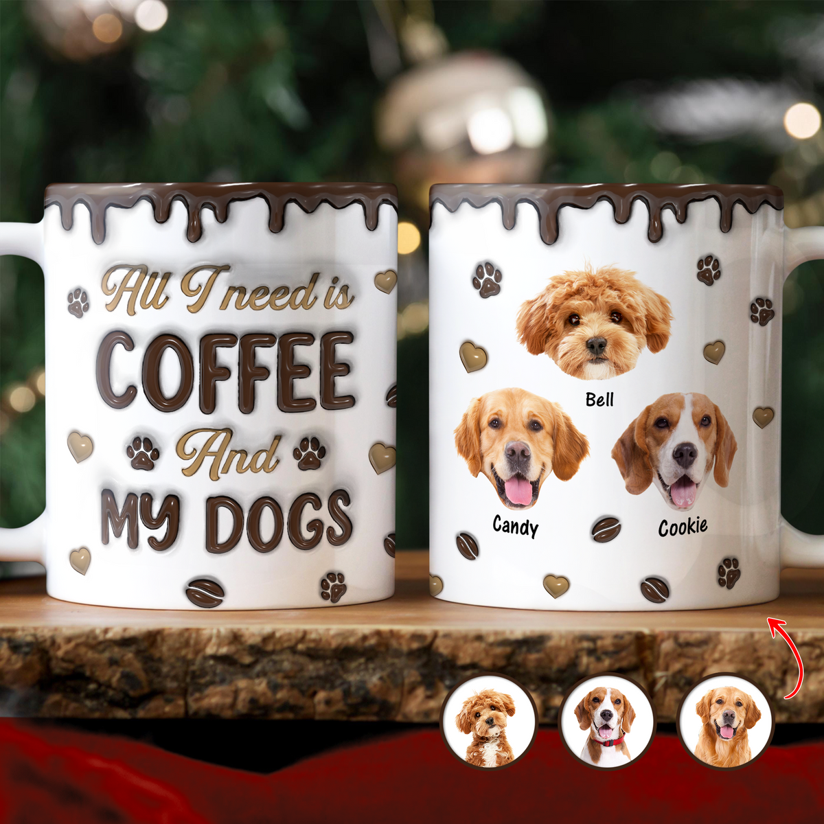 Custom Photo Coffee And Dog - Personalized 3D Inflated Effect Mug LM32 895129