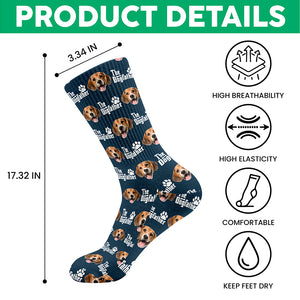 Custom Puppy Photo The Dog Father with Pawprints Design - Personalized Socks LM32 897279