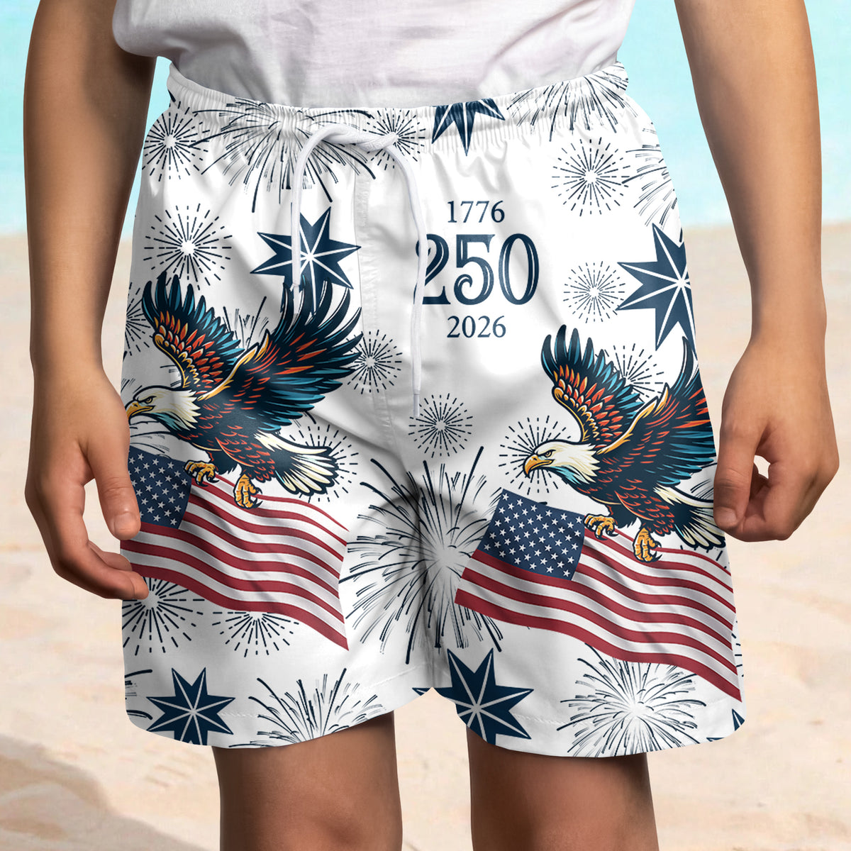 America 250 Years Anniversary 1776–2026 Eagle Kid Beach Short TH10 169399