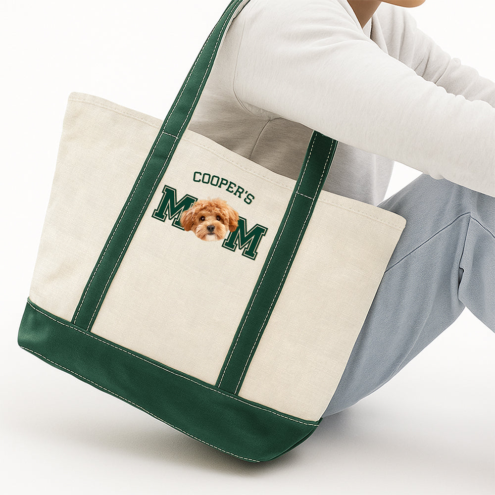 Custom Photo Dog Cat Mom Printed Monogram Beach Bag, Gift For Mother's Day, Dog Mom HO82 902014