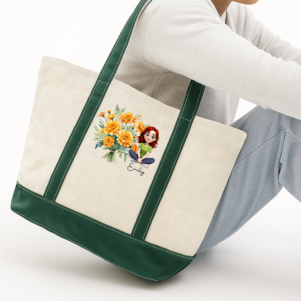 Personalized You Are Beautiful Flower Printed Monogram Beach Bag, Gift For Mom, Sister, Grandma, Mother's Day HO82 902018