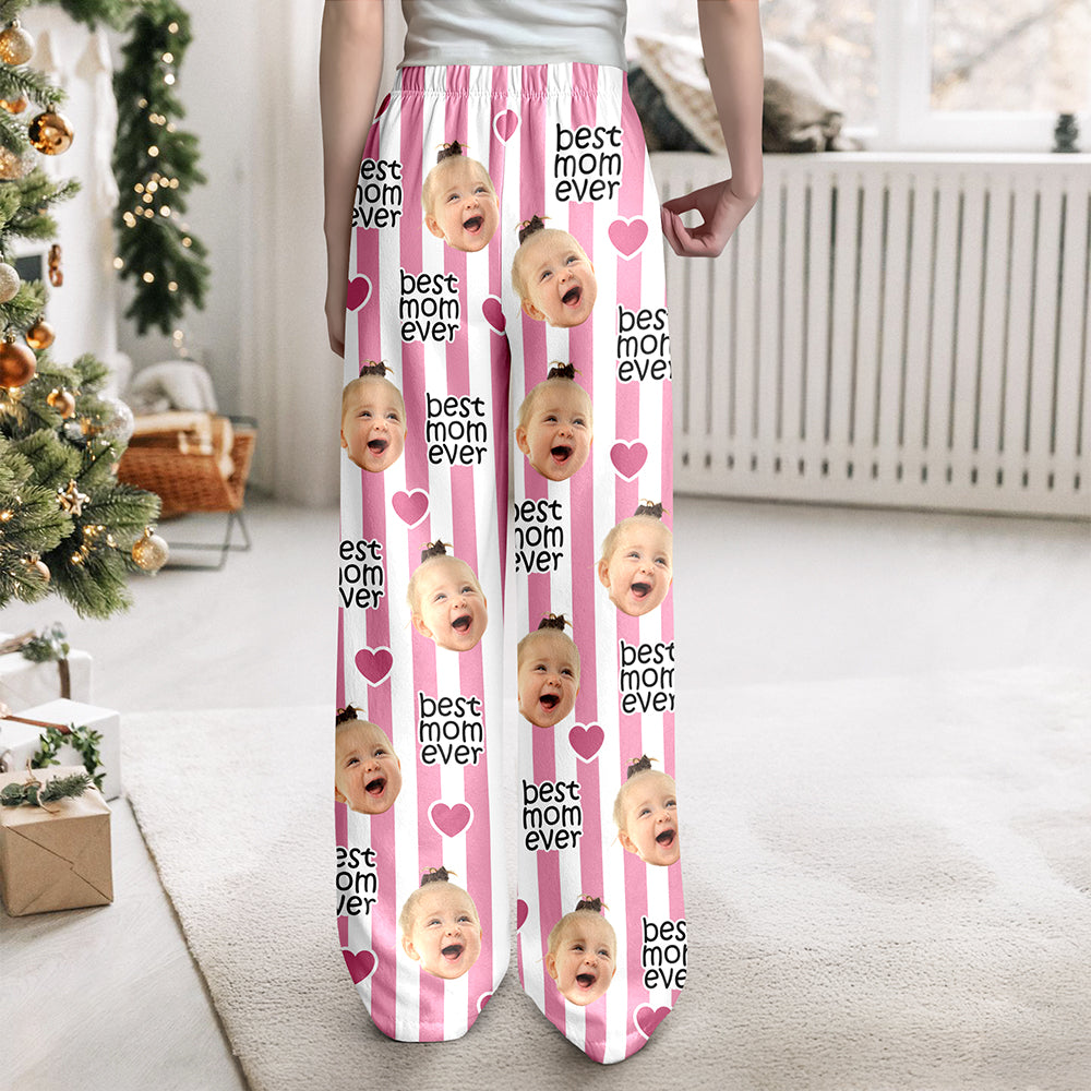 Custom Baby Face Best Dad, Mom Ever with Heart Family Sweatpants LM32 670111