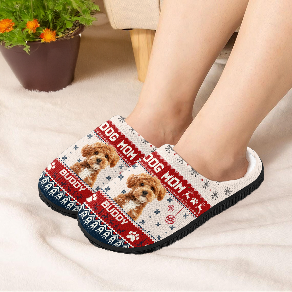 Custom Photo Cat Dad Cat Mom Slipper For Christmas TH10 894453