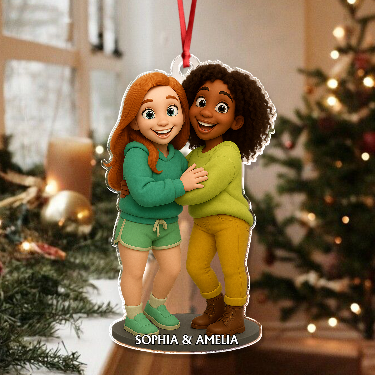 Custom Bestie Photo 3D Effect Figure For Christmas Acrylic Ornament LM32 895905