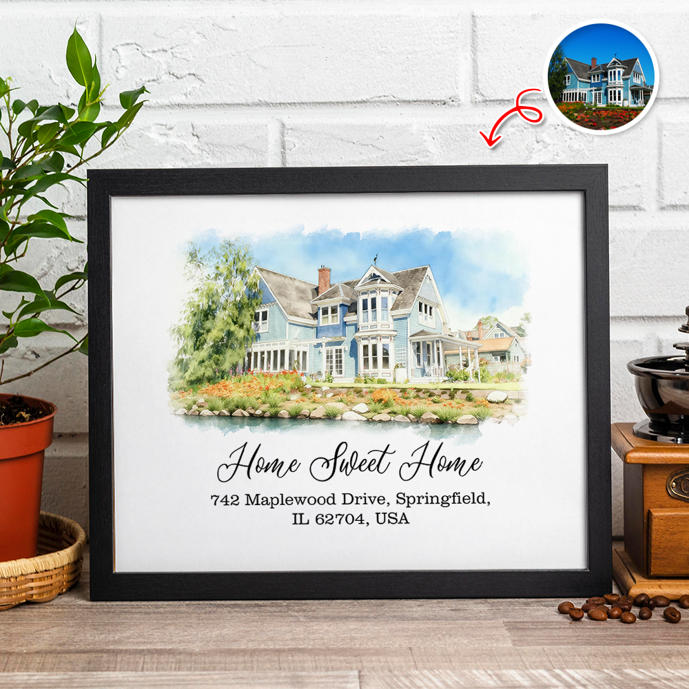 Custom Watercolor Photo Home Sweet Home Picture Frame LM32 899477