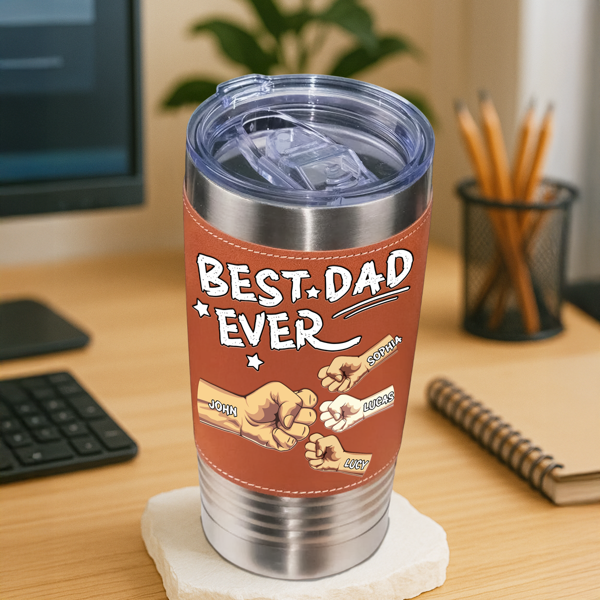 Best Dad Ever Leather Tumbler Gift For Dad TH10 894053